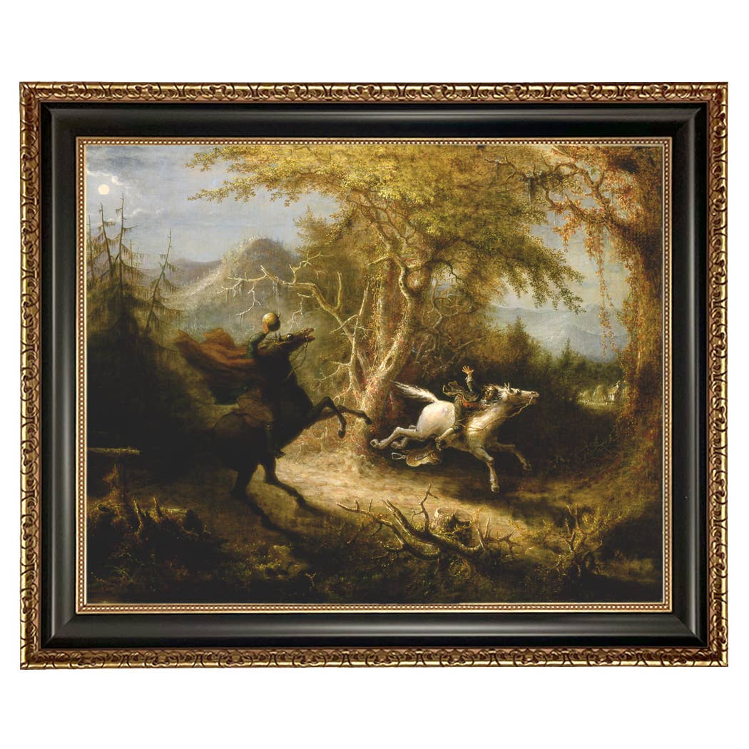 Madison Bay Co. - Historical Home Decor Reproductions - Wholesale Schilderen/Tekenen - Schilderijafdruk van de Ruiter zonder Hoofd die Ichabod Crane Achtervolgt61