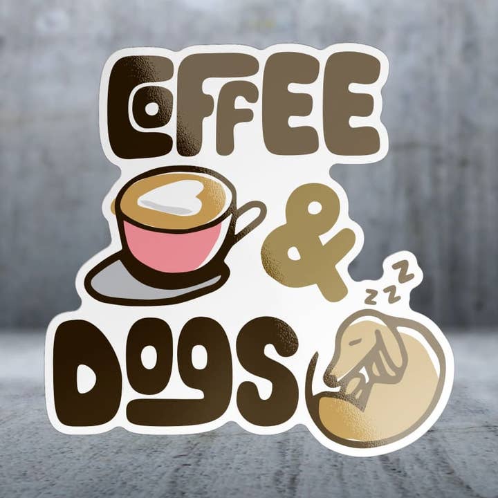 Kaffee & Hunde - Aufkleber für den Großhandel von Two Feet Treats