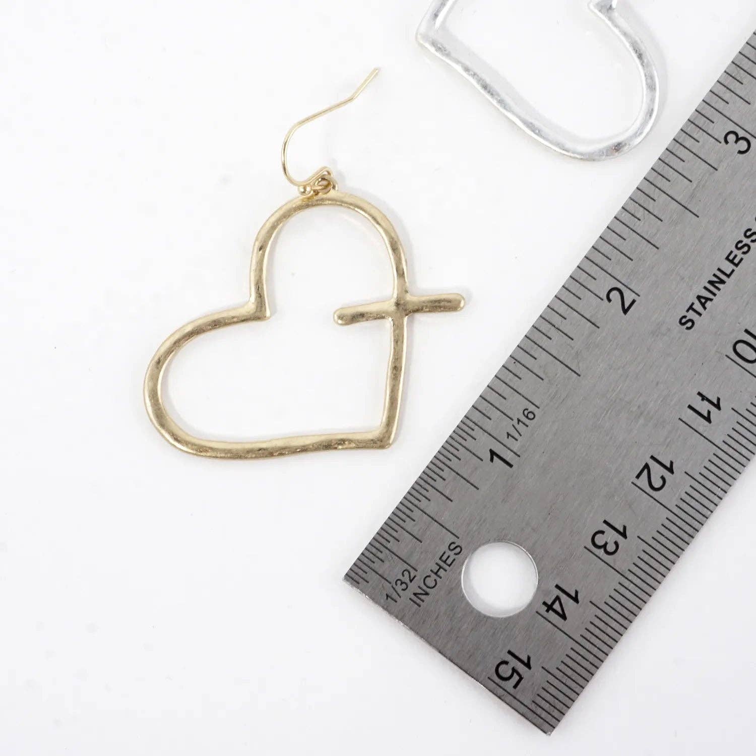 Wild Honey - Wholesale Dangle Earrings - Hammered-Texture Cross-Heart Combined Earrings2