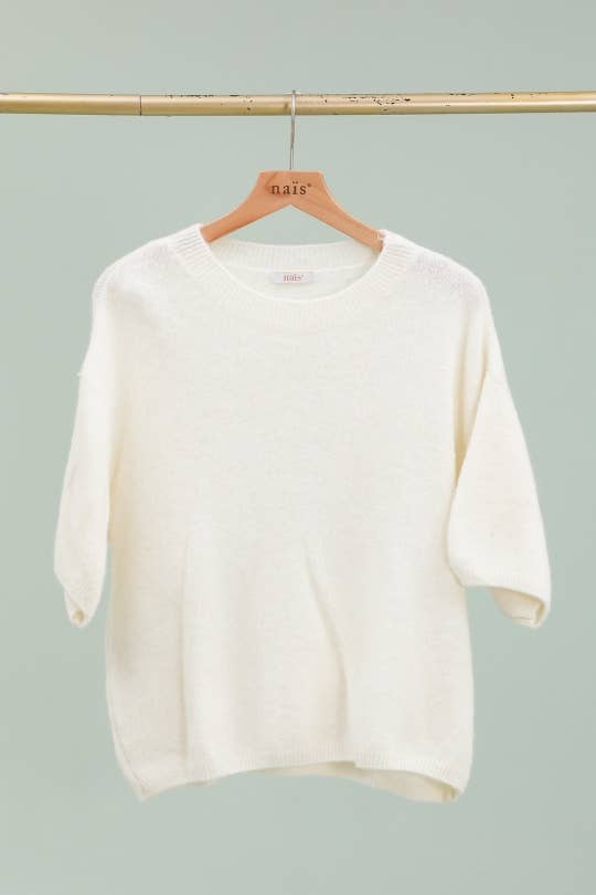 NAÏS PARIS - Wholesale Knit Sweater - Women's - ROUND NECK SHORT SLEEVE SWEATER IN SUPERFINE ALPACA25
