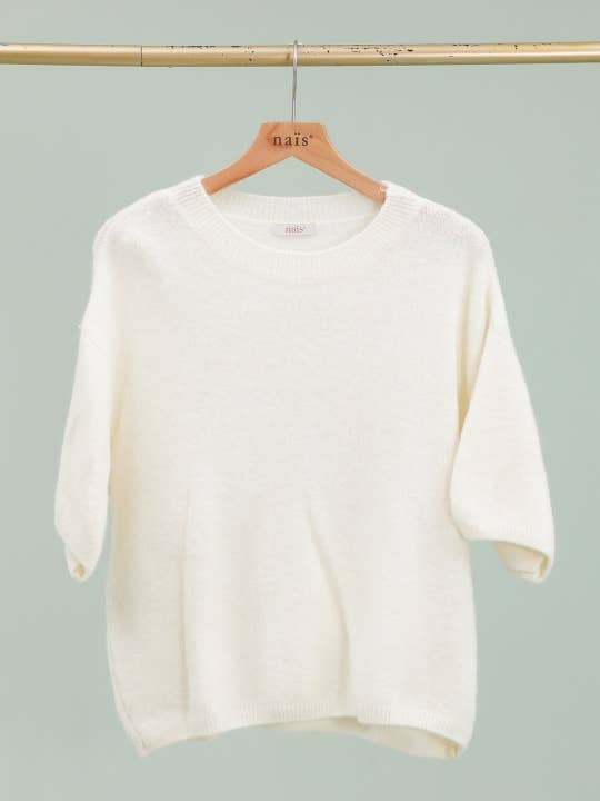 NAÏS PARIS - Wholesale Knit Sweater - Women's - ROUND NECK SHORT SLEEVE SWEATER IN SUPERFINE ALPACA25