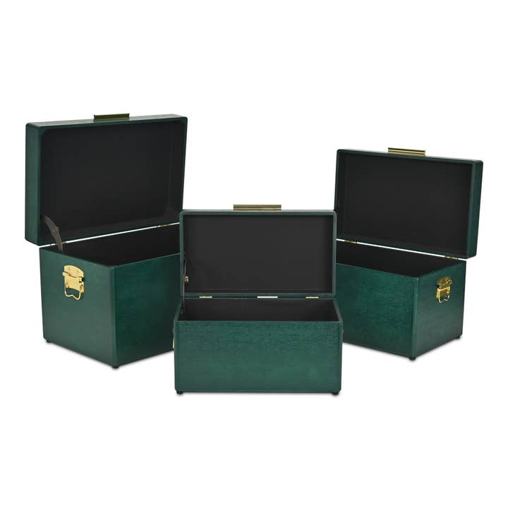 Cheungs Home Decor - Wholesale Trunk - Sable Set of 3 Trunks with Gold Handles23