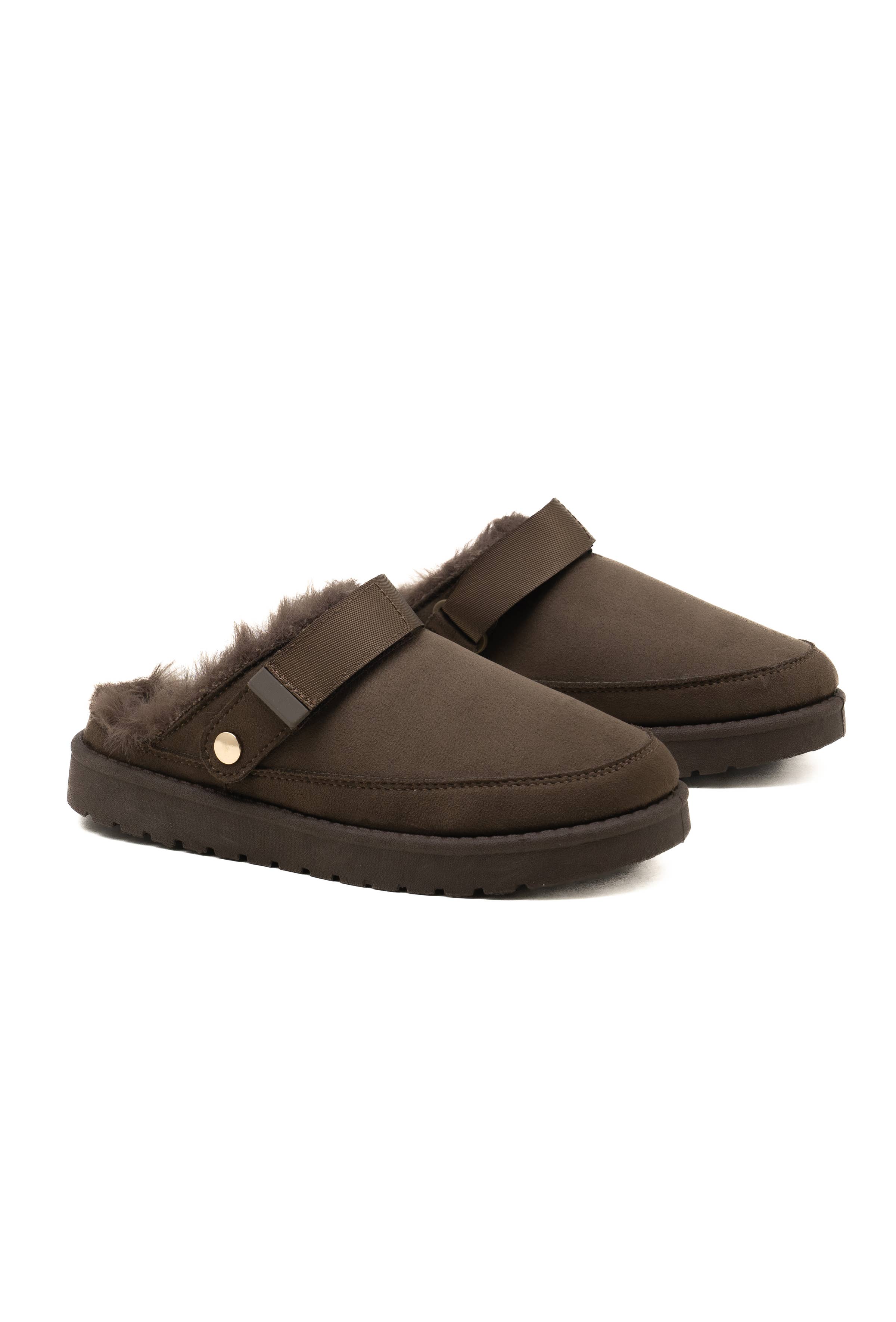C'M PARIS - Wholesale Slippers - Women's - Suede-Lined Clog with Velcro Strap 652617
