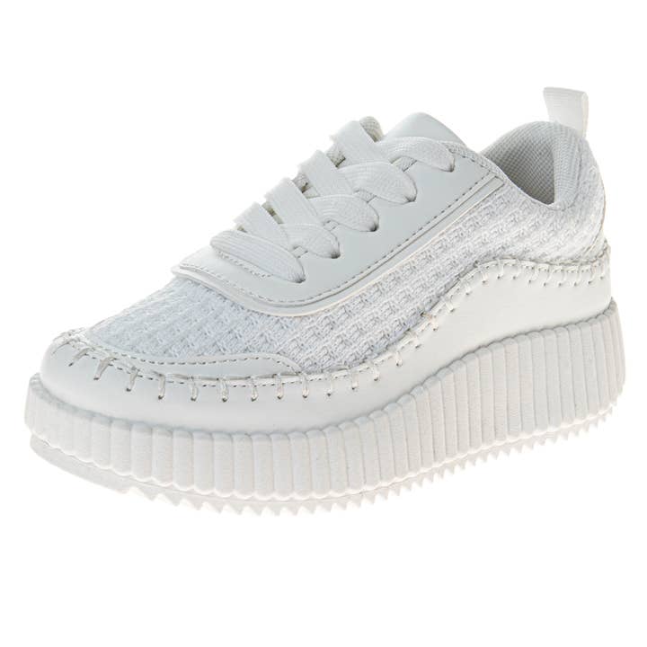Sneakers da donna Josmo bianche con suola a zeppa, taglie 36-41 per la vendita all'ingrosso da parte di Josmo Shoes Inc