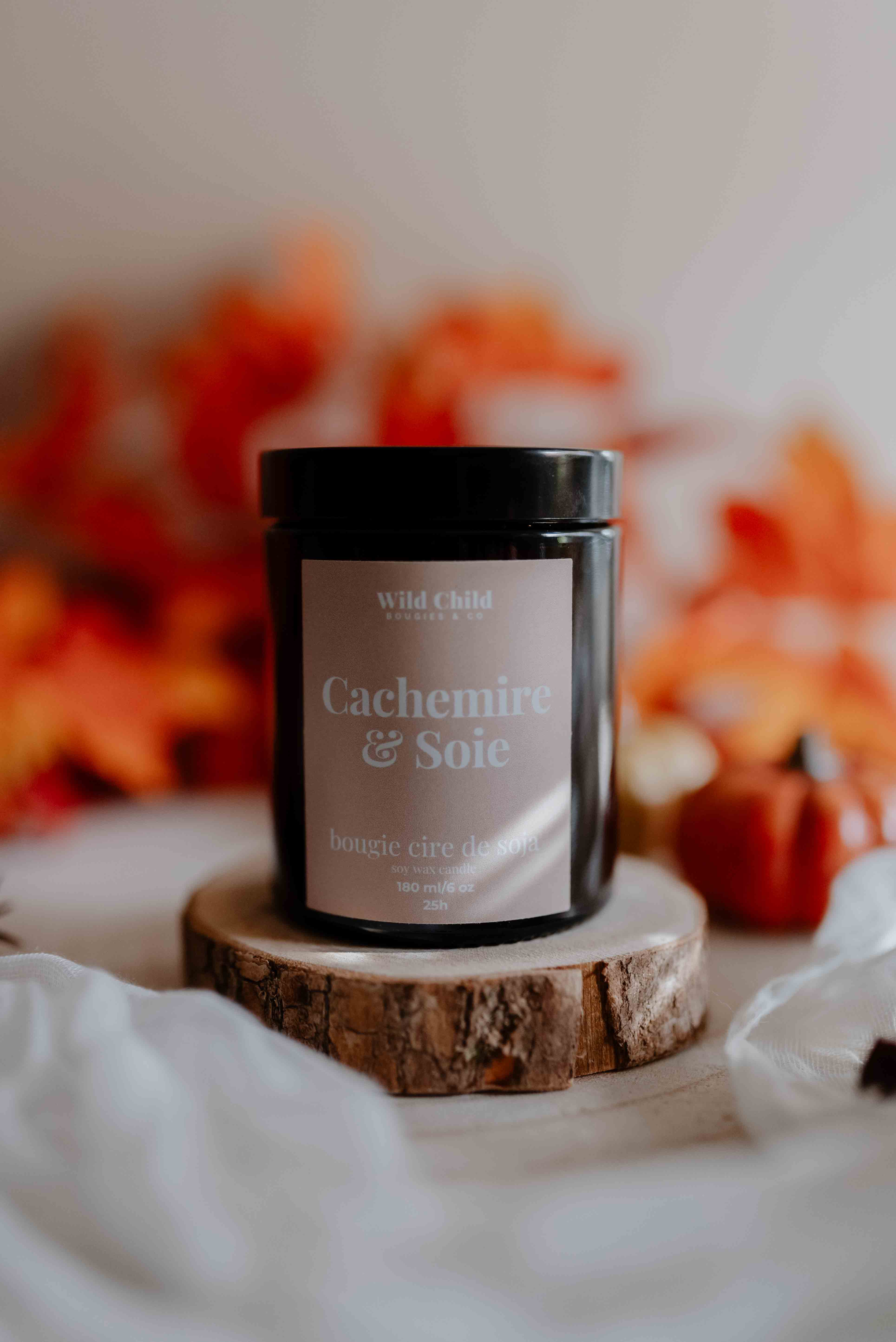 WILD CHILD Bougies & Co - Vente Bougie en bocal - "Cachemire & Soie" - Bougie naturelle parfumée - 25h3