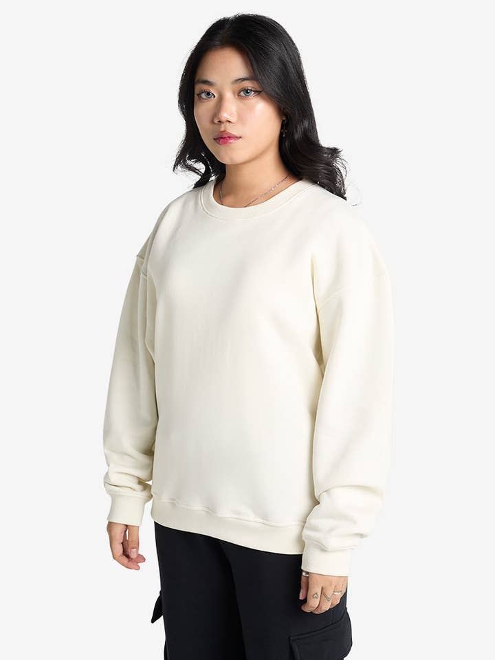 Premium Oversized Drop Shoulder Sweatshirt - Wolkenwit voor wholesale door Strides Co