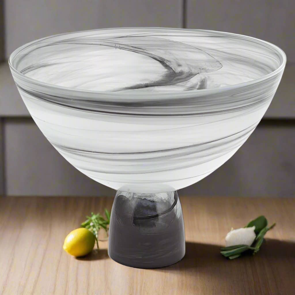 Badash - Wholesale Decorative Plate/Dish/Bowl - Milky Way Footed Alabaster Glass Centerpiece Bowl D10 x H70