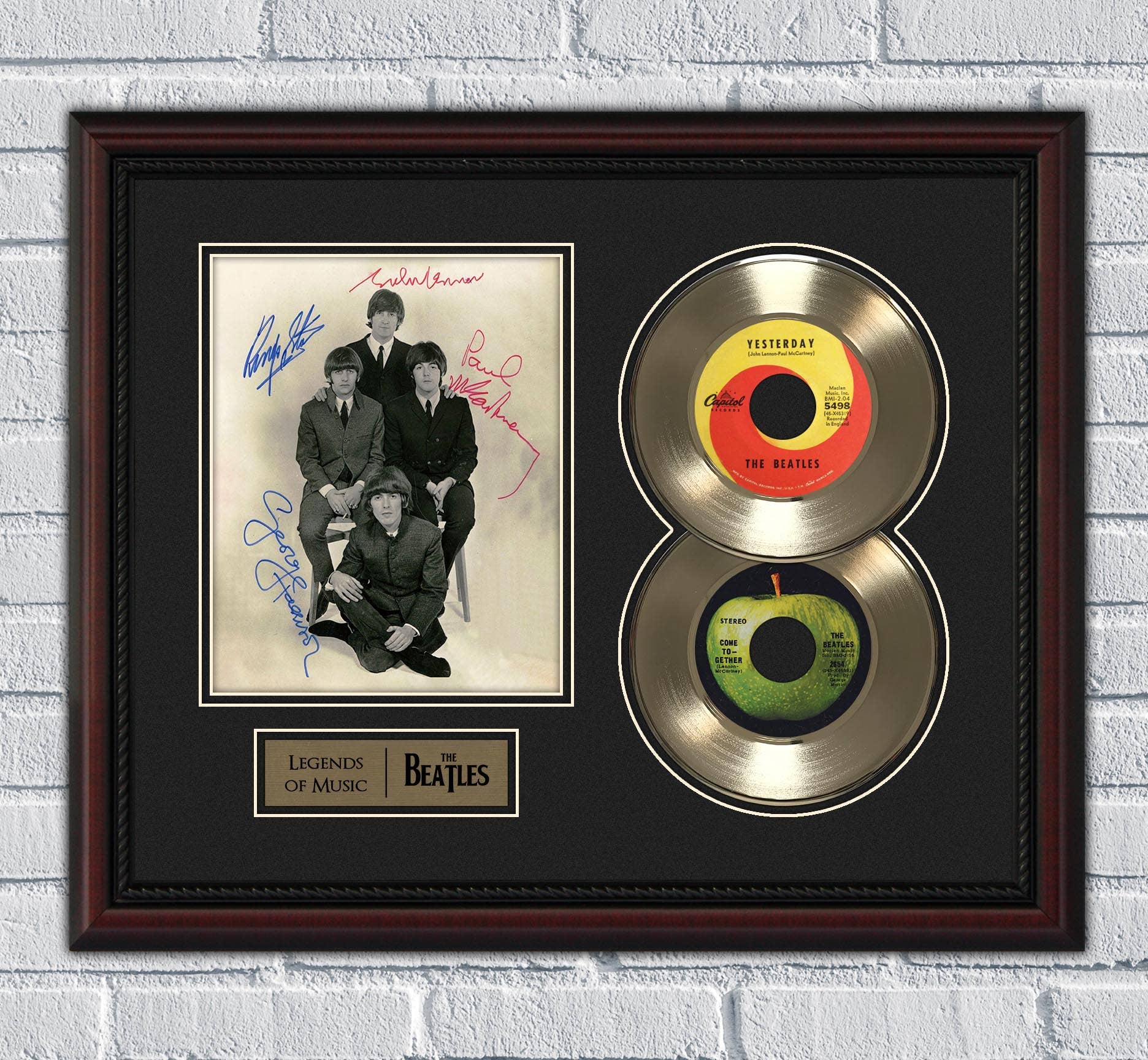 Gold Record Outlet – wholesale Sign – Beatles Framed 45 Record w/ Reproduction Signatures0