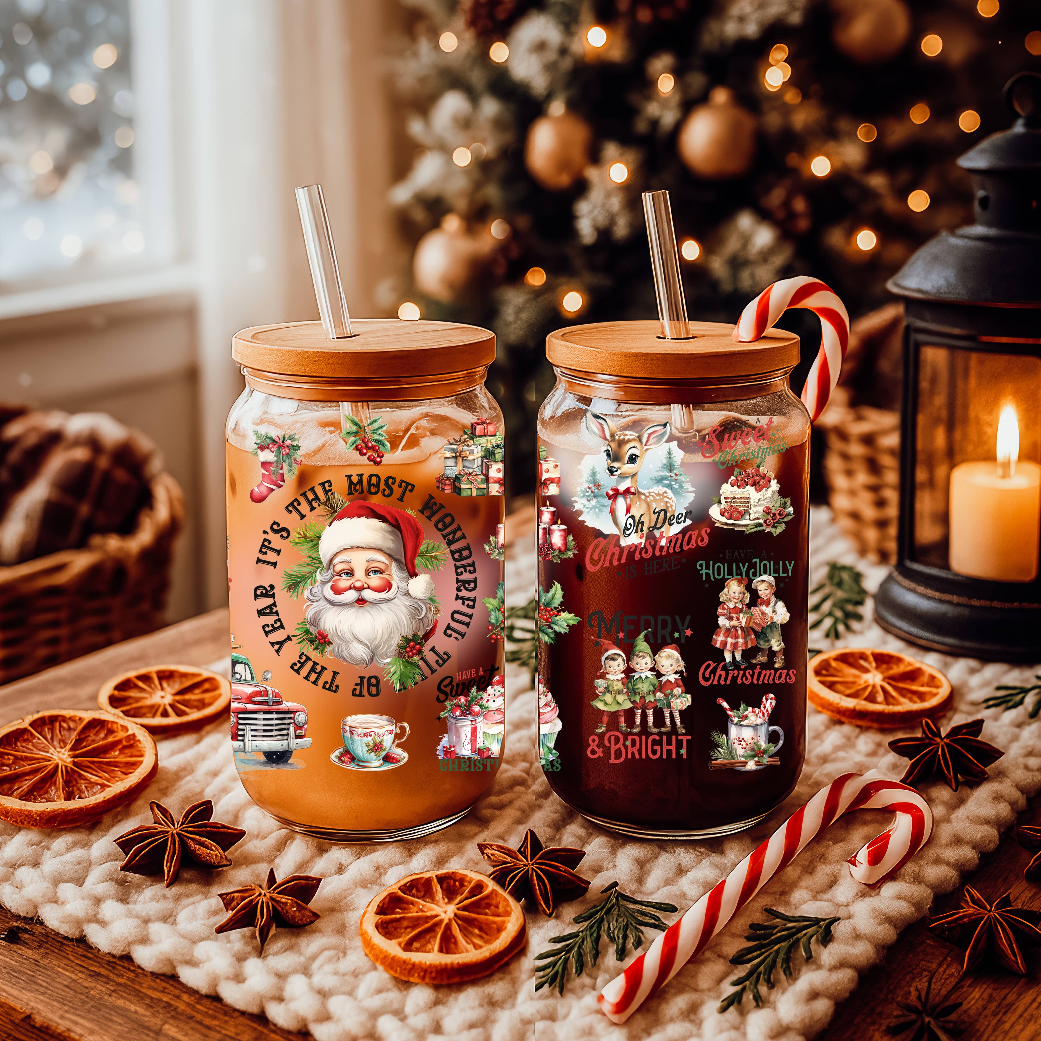 Gia Roma - Vente Gourde/bouteille isotherme - Verres en verre et cadeaux de cuisine de Noël Candy Cane110