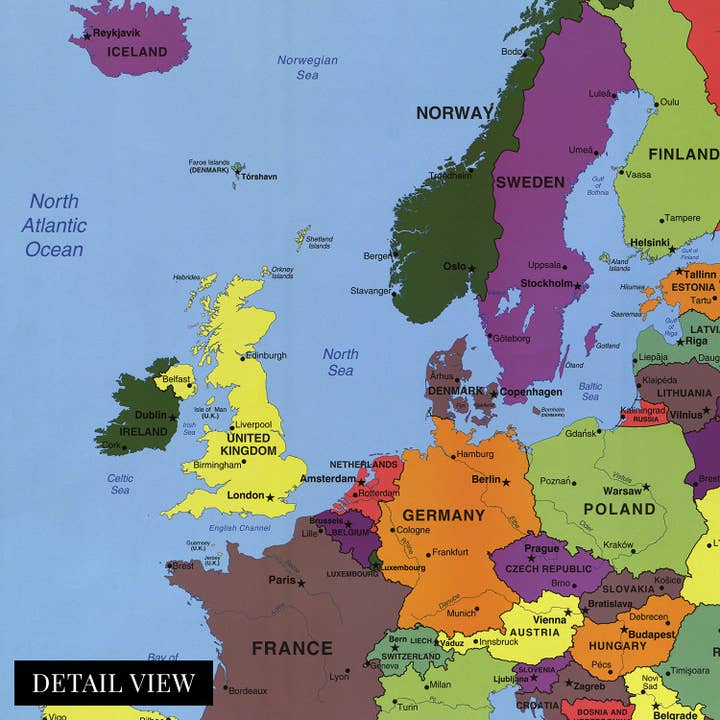 Historic Prints - Wholesale Poster - 2004 Europe Map Poster - Poster Map of Europe Wall Art - Wall Map of Europe - Europe Wall Map Print