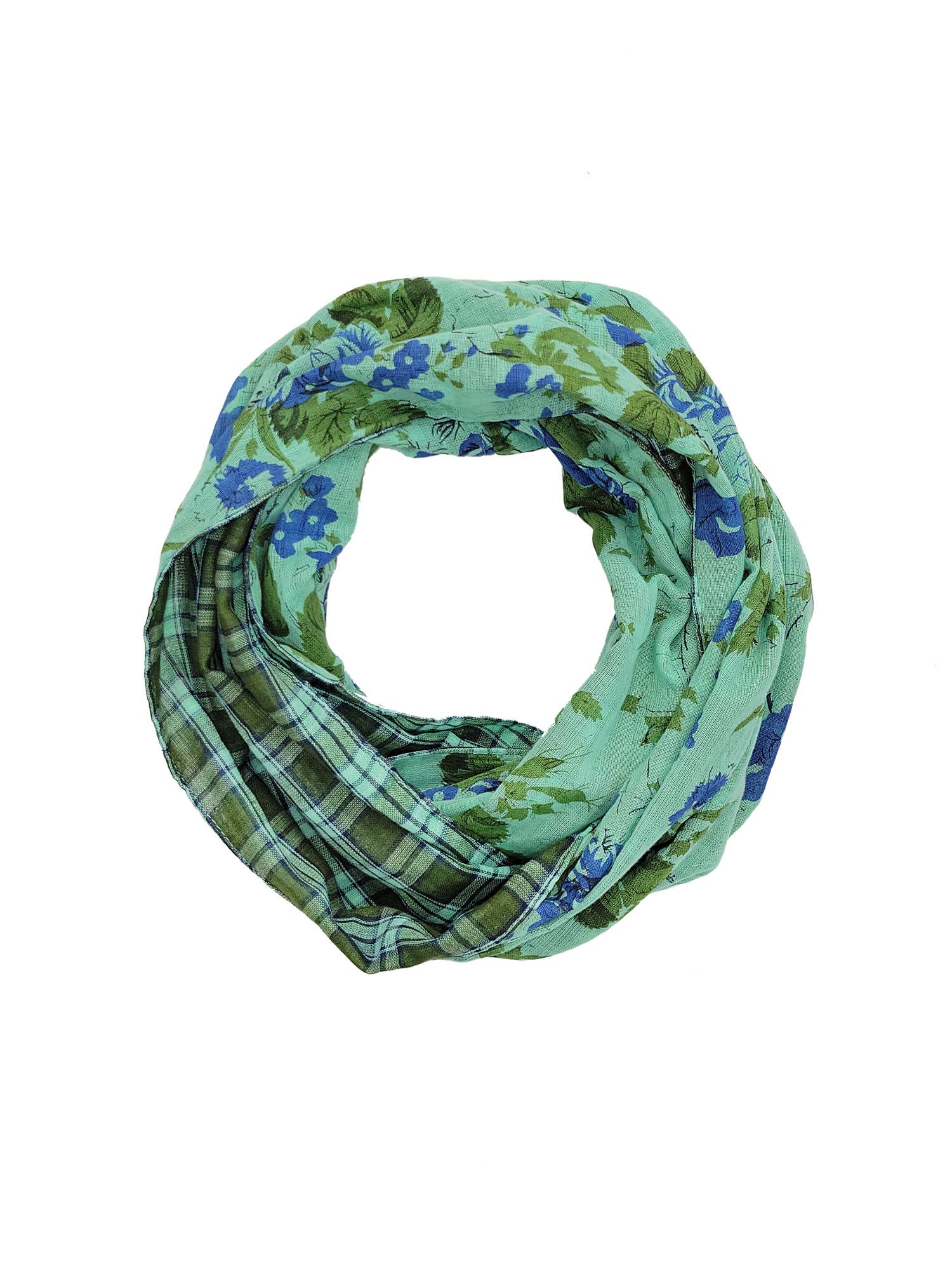 Raj Trading & Imports (USA) Inc. - Wholesale Scarf - Women's - Flora Reversible Floral Plaid Print Infinity Scarf4