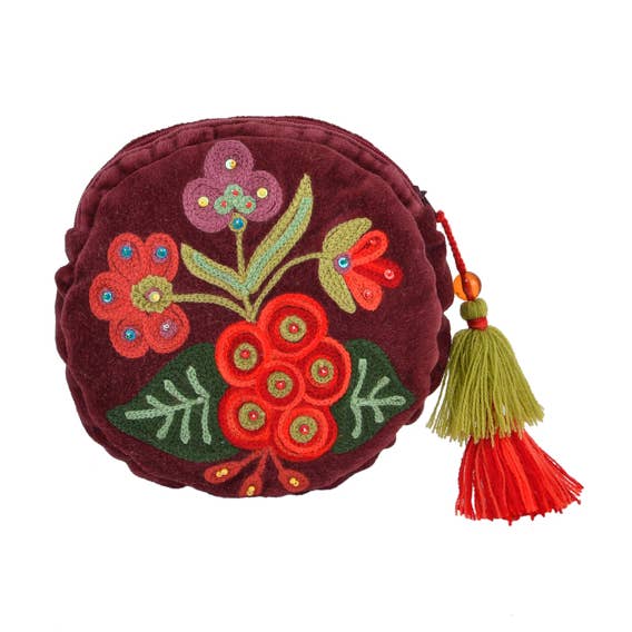 3MXVLPC6_BROR — VOLLMOND-BEUTEL MIT PERLEN UND BLUMENMUSTER, 15,2 CM für den Großhandel von Karma Living