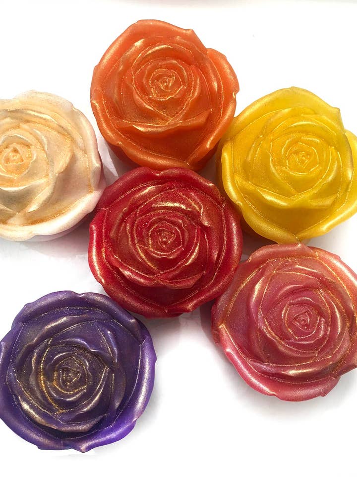 3D Rose Soap, 5 Bars for wholesale by Beach City Boutique