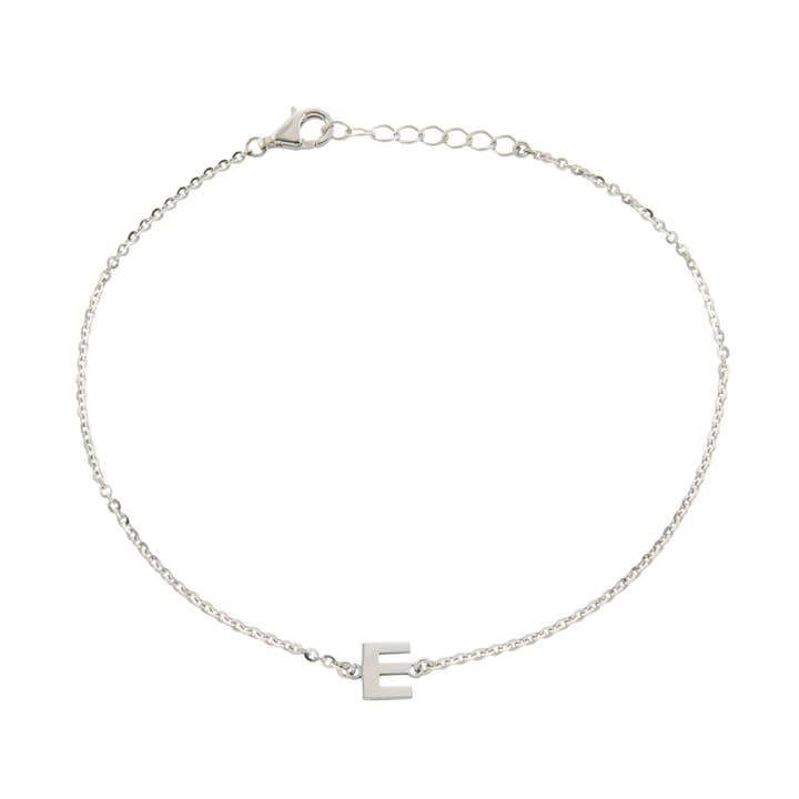 Bracelet de cheville initial en argent sterling avec rallonge pour la vente par Athra NJ, INC.