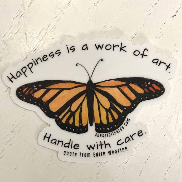 Edith Wharton -- "Lykke er et kunstværk" Klistermærke for engroshandel hos She Said It.