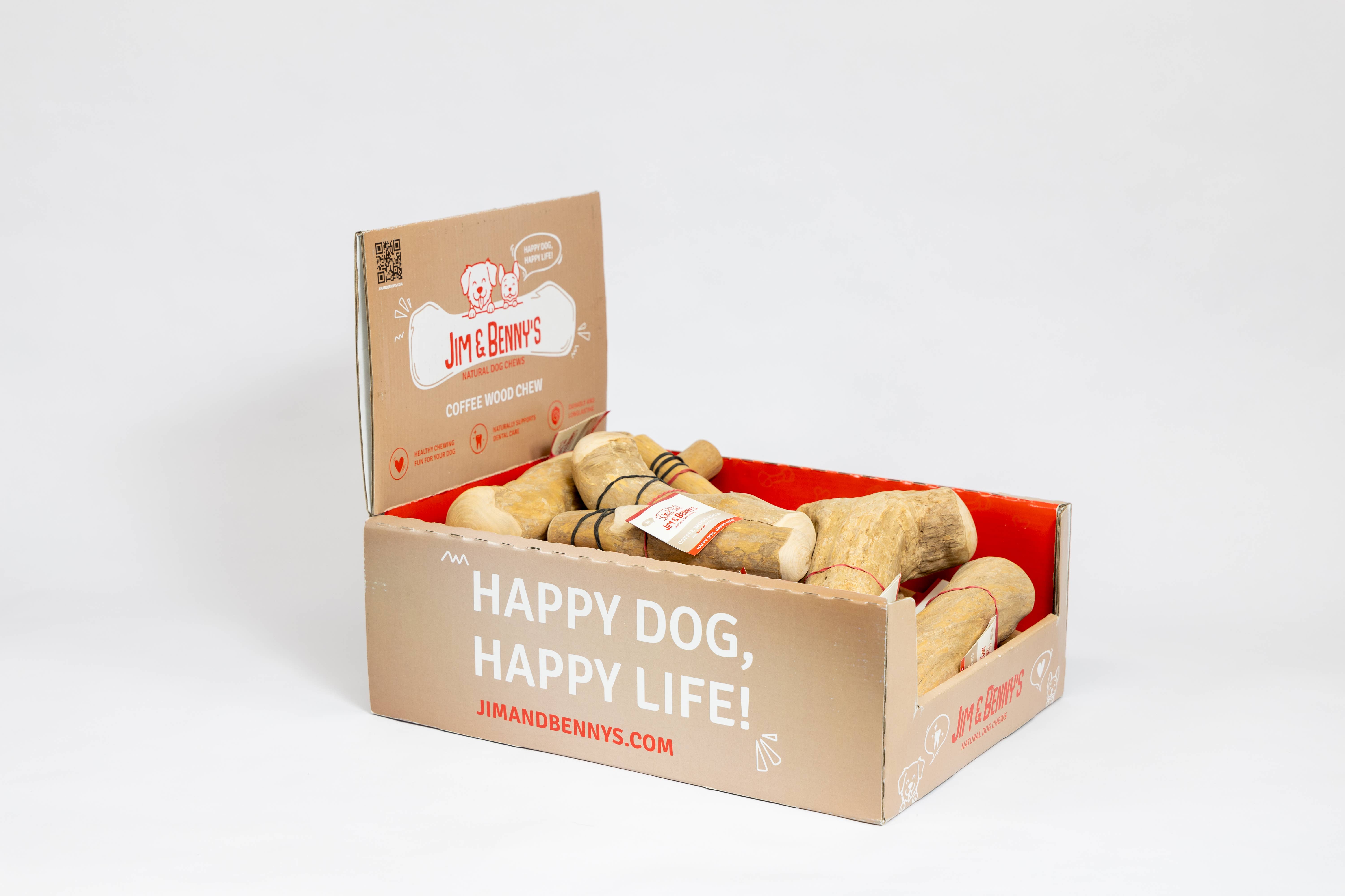 Jim and Benny's - Wholesale Pet Chew Toy - Dog - Coffee Wood Chew Shelf Display