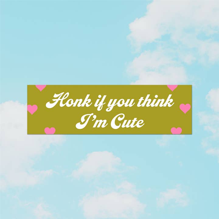Party Mountain Paper co. - Wholesale Sticker - Honk If You Think I'm Cute Bumper Sticker