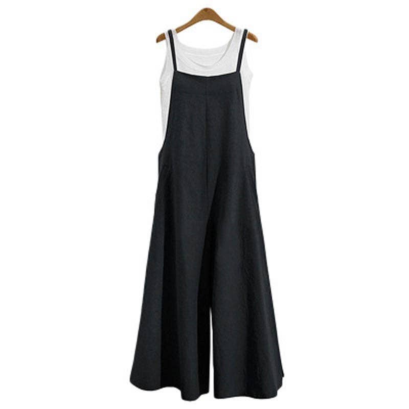 FurDecoration - Wholesale Jumpsuit - Women's - Casual Loose Solid Color Wide Leg Jumpsuit0