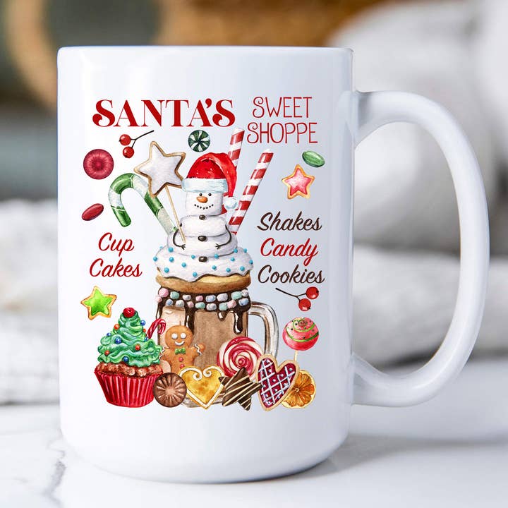 Tazza da caffè Christmas Santa's Sweet Shop Candy per la vendita all'ingrosso da parte di Avery Lane Gifts