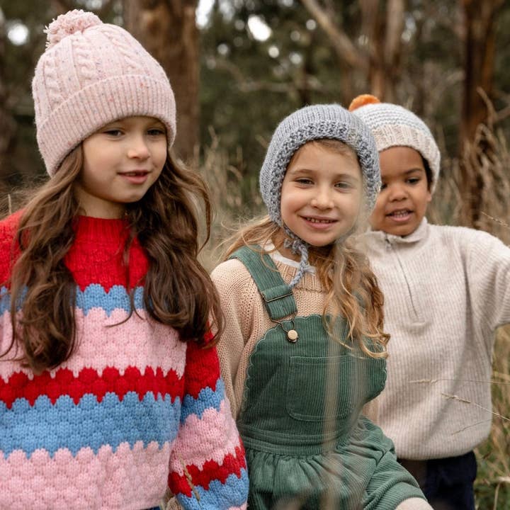 Acorn Kids - Wholesale Newborn/knit hat – Baby - Flowers Bonnet Grey6