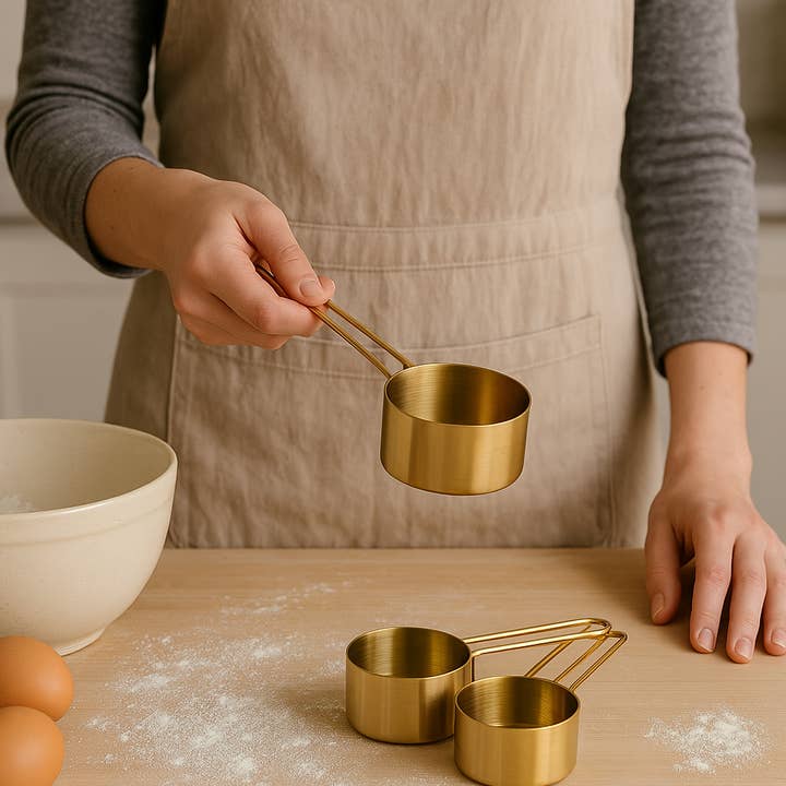 Magnifique Hearts - Wholesale Measuring Cup - Gold Color Stainless Steel Measuring Cups,4pc Set for Baking1