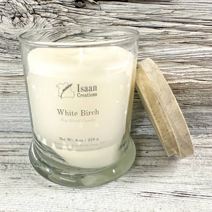 White Birch Candle (8 oz) for wholesale by Isaan Creations