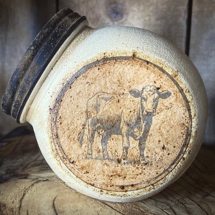 Farmhouse Cow Glass Storage Jar, Rustic Kitchen Canister for wholesale by Countrycore Home & Bath