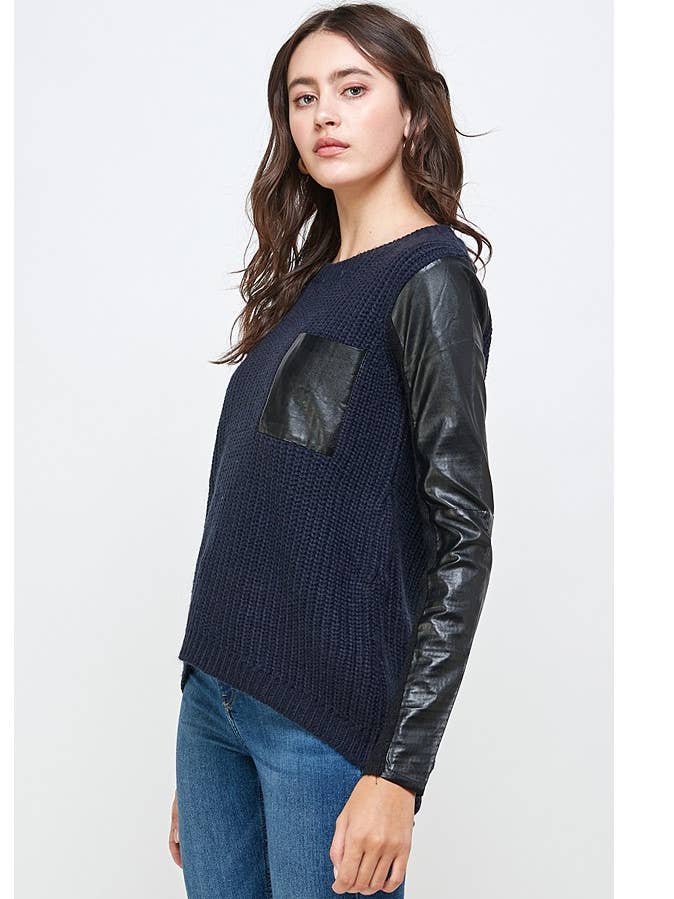 Vegan leren trui met hoge lage top voor wholesale door MILEY + MOLLY