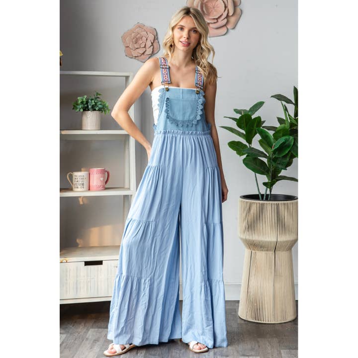 Veveret – Macacão - Mulher por atacado – Macacão fluido com alças bordadas28