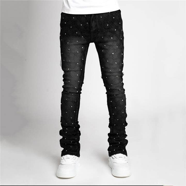 Plush Looks - Wholesale Jeans - Men's - Men's Rivet Straight Tube Pants