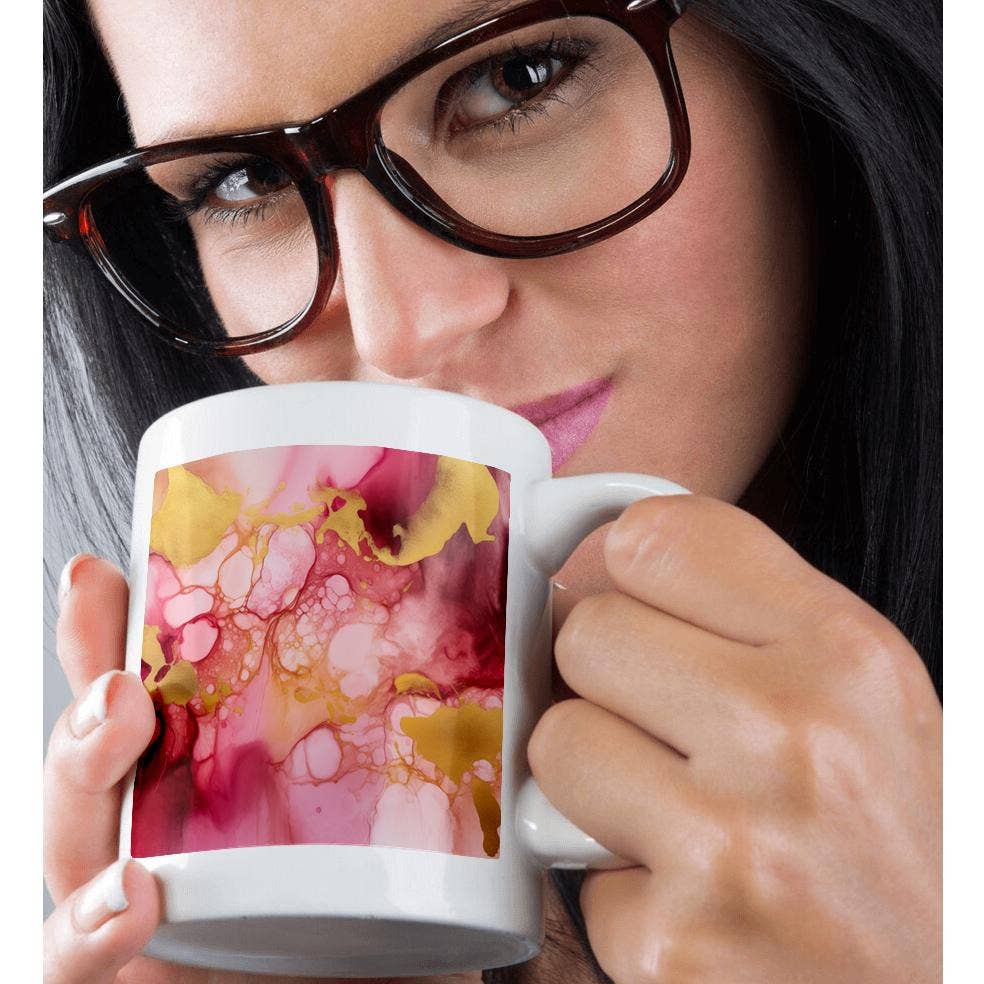 3dRose – Engroshandel Kaffekrus – 3dRose, Moderne Pink og Billede Af Guld Billede Af Alkohol Blæk Vask, Krus9