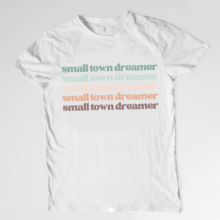 Small Town Dreamer T-Shirt (Pastel Version) for wholesale by Rural Revival