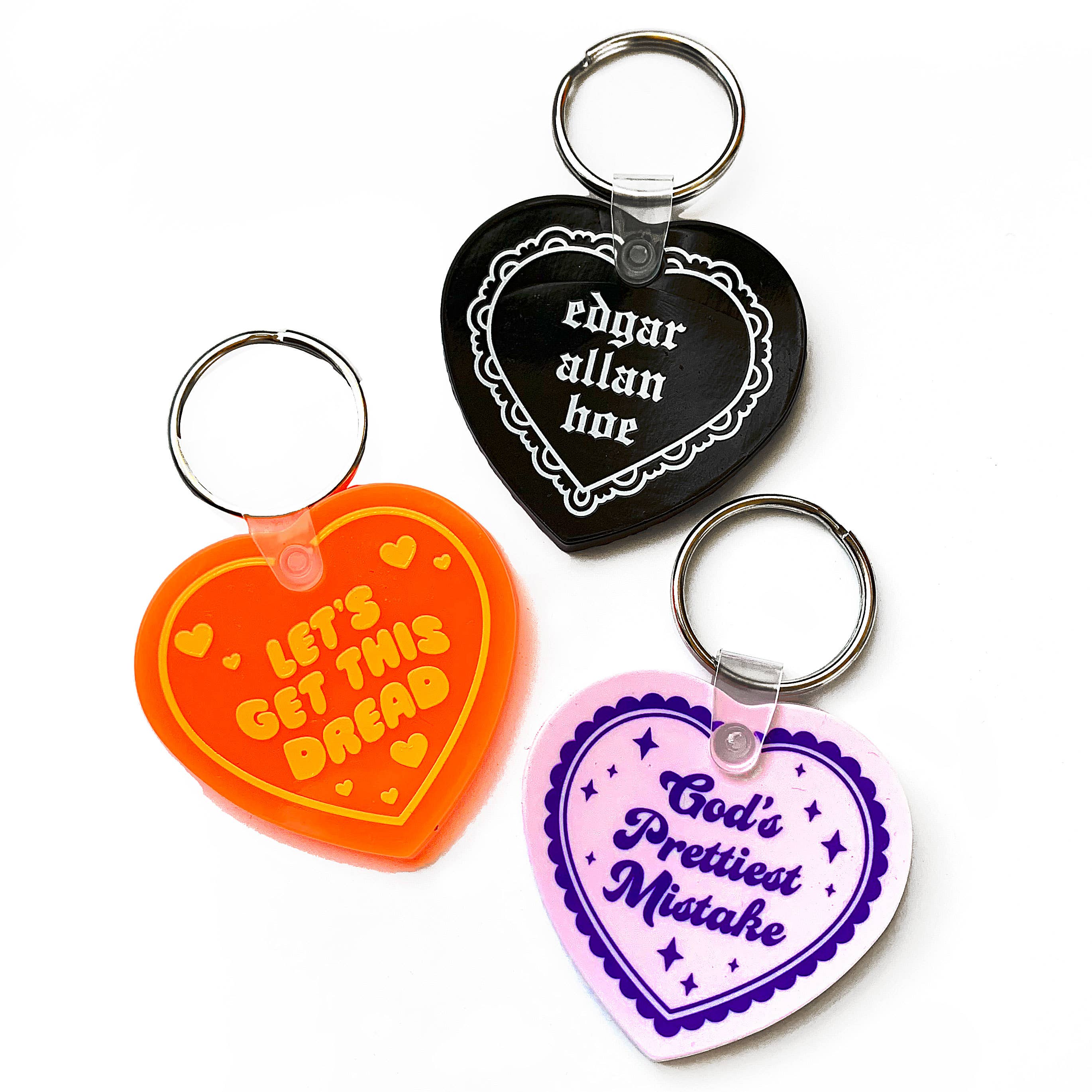 Krystan Saint Cat – wholesale Keychain – Women's – Edgar Allan Hoe Heart Shaped Vinyl Keychain4