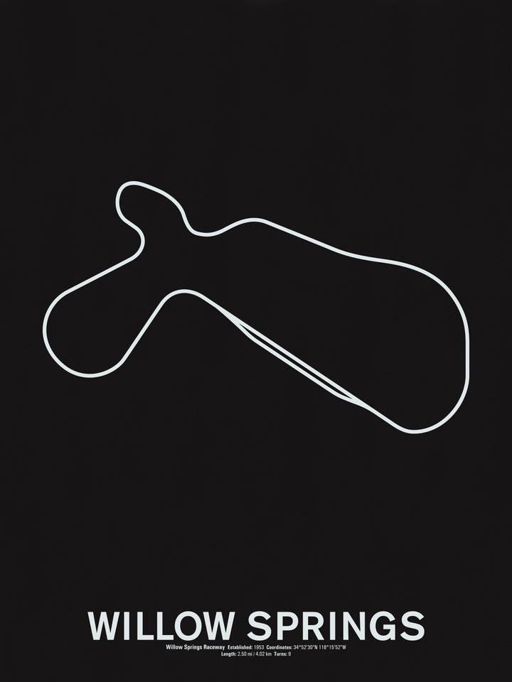 Willow Springs Raceway Screenprint for wholesale by NOMO Design
