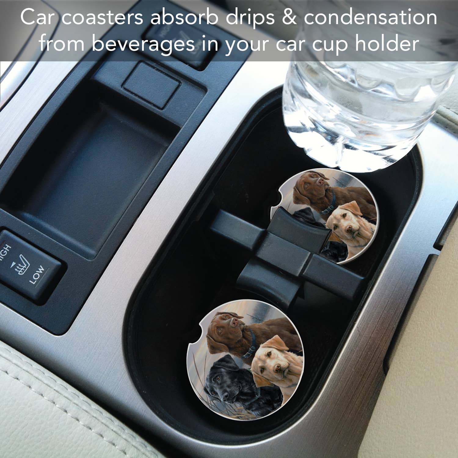 CounterArt/Highland Home/Thirstystone/CoasterStone – Großhandel Auto-Getränkeuntersetzer – Unisex – Hunting Dogs Autountersetzer, saugfähig, Stein, 14