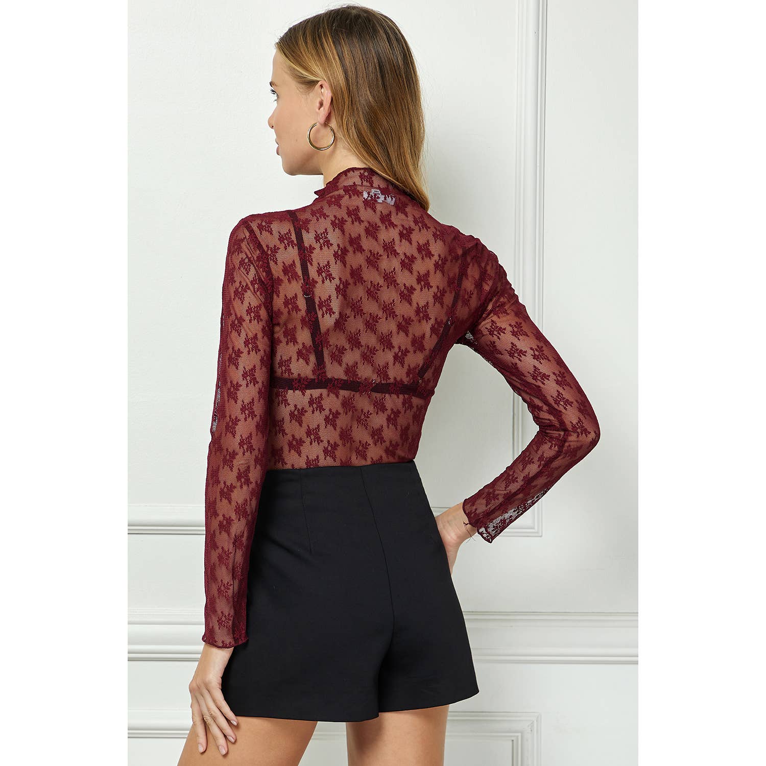 Winslow Collection - Wholesale Shirt - Women's - LONG SLEEVE MERROW EDGE LACE TOP 19