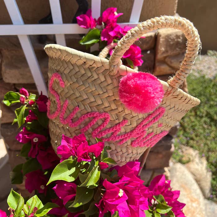 MIRAMAR Store – Saco de praia por atacado – Mini Bolsa de Palha - Cesta de Vime Personalizada Tamanho Bebé PomPomP's