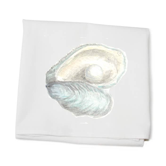 oyster + pearl flour sack towel for wholesale by Tina Labadini Designs