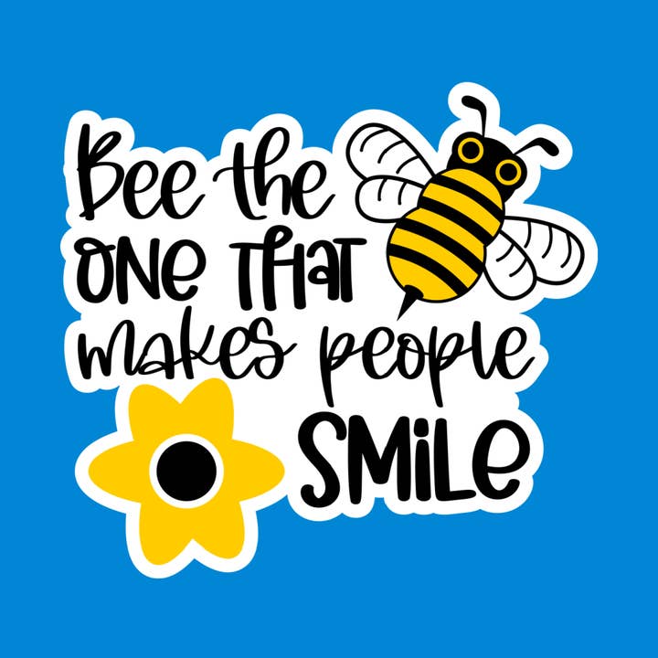 Adesivo impermeabile in vinile «Bee the One That Makes People Smile» per la vendita all'ingrosso da parte di Something Personal
