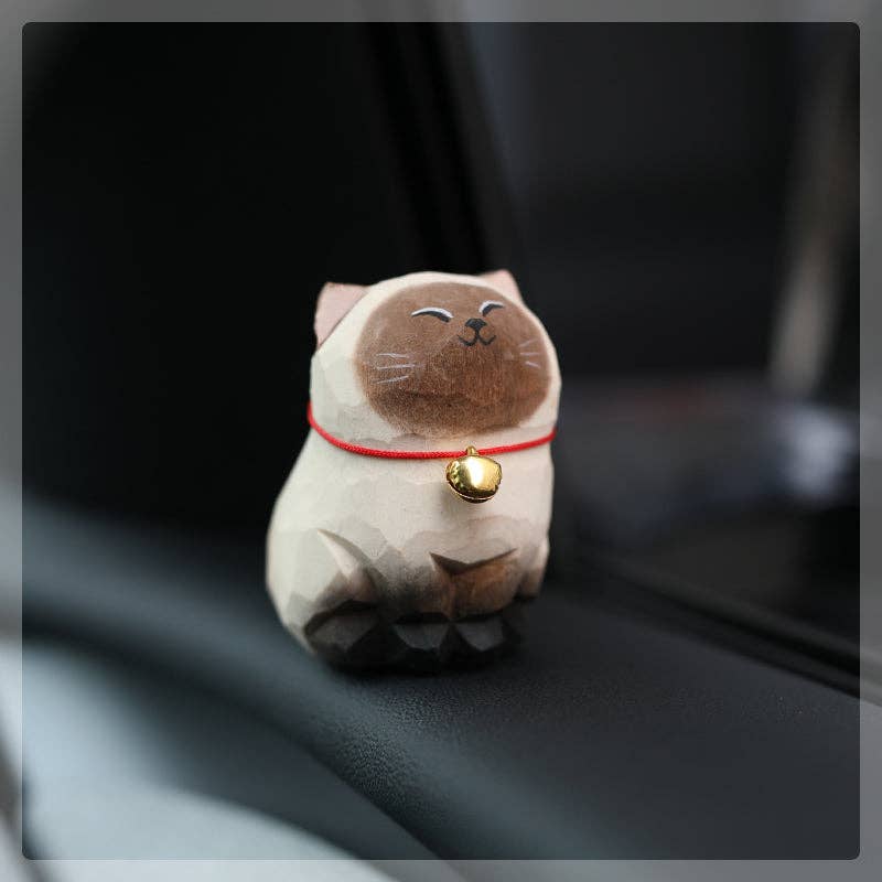 Gohobi （We cover U.S. import duties） - Wholesale Decorative Figurine - Gohobi Handcrafted  Large Wooden Siamese Cat Ornament3