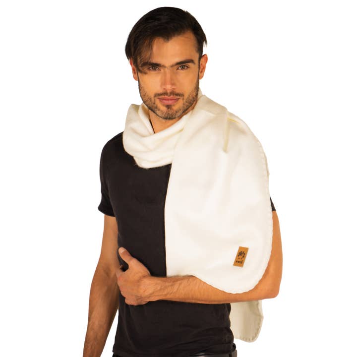 Alpakitas - Wholesale Scarf - Men's - Alpaca Shawl or Scarf 70% Alpaca Cozy Shawl (White) 80'x22' 4