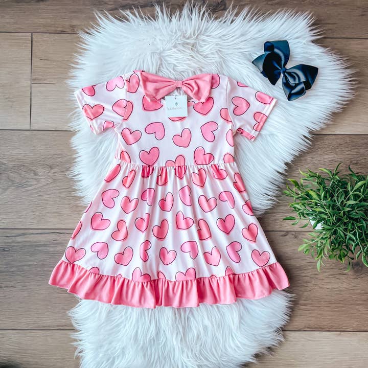 Wellington Design Co. - Wholesale Dress - Kids - Pink Hearts Dress by Wellie Kate