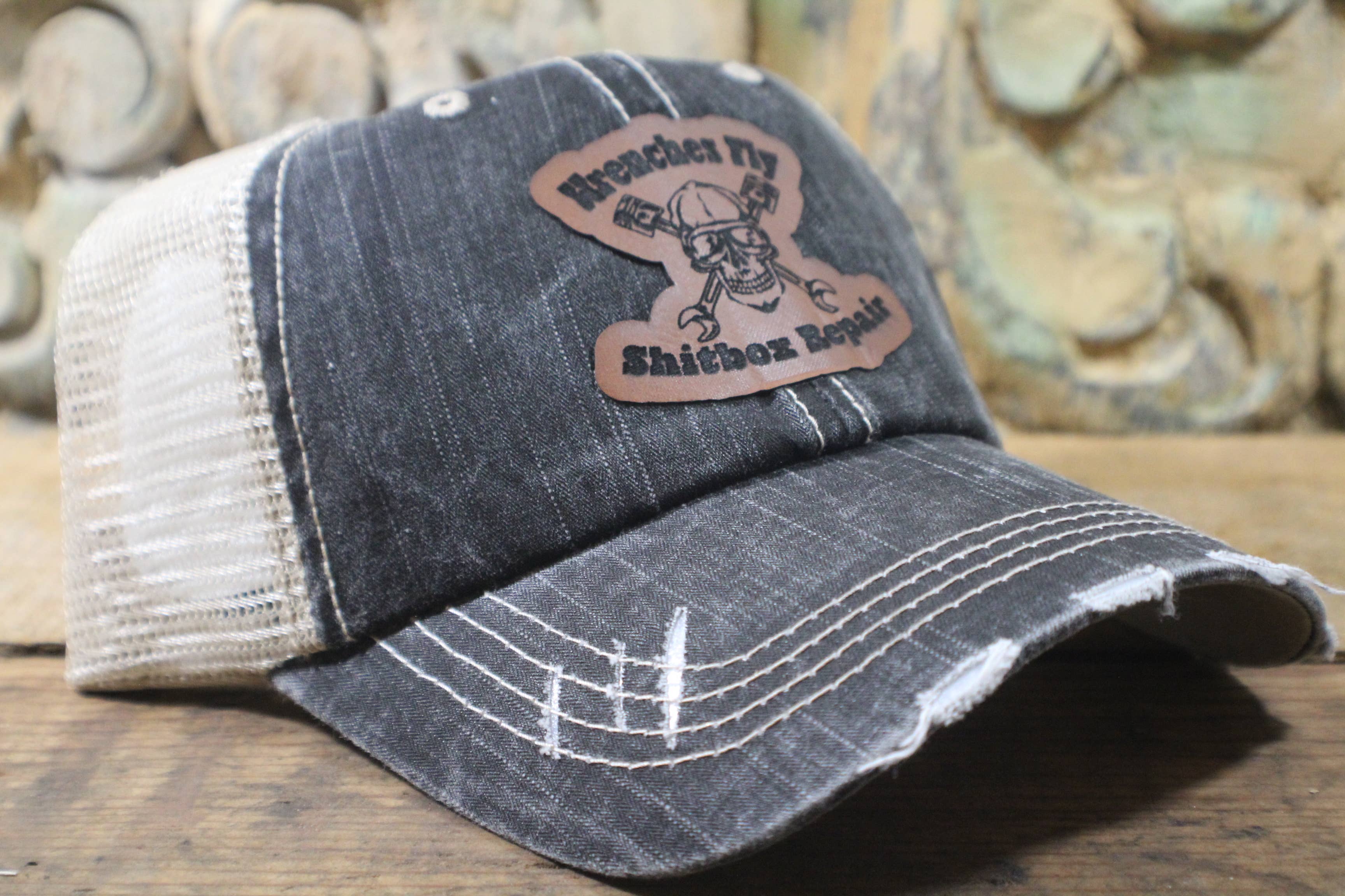 Raven Design - Wholesale Trucker Hat - Unisex - Wrenches fly Shitbox Repair  - Leather Patch // Trucker Hat 0