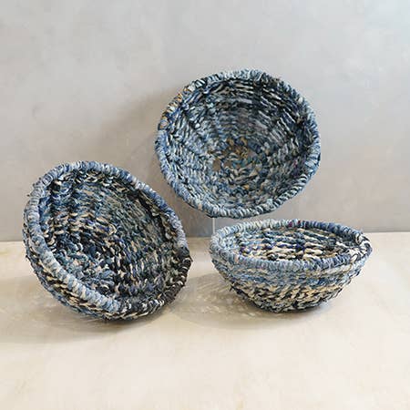 India Handicrafts Inc - Wholesale Basket - Iron Jeans Storage Basket Set1