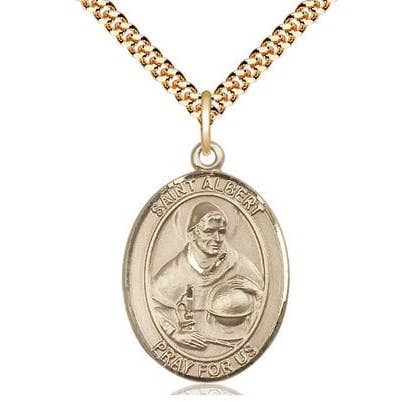 St Albert the Great 14kt Gold Filled Pendant on a 24 inch Gold Plate Heavy Curb Chain. for wholesale by NYMAN JEWELERS