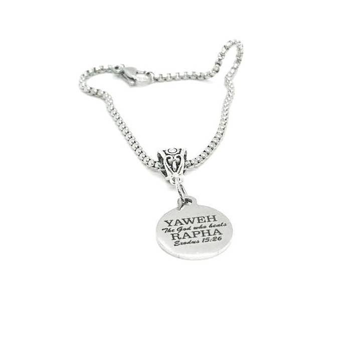 Yaweh Rapha The God Who Heals Charm Bracelet, Exodus 15 26, Scripture Jewelry, Christian Jewelry, Prayer Group, Sickness, Healing Prayers for wholesale by JKCE Designs