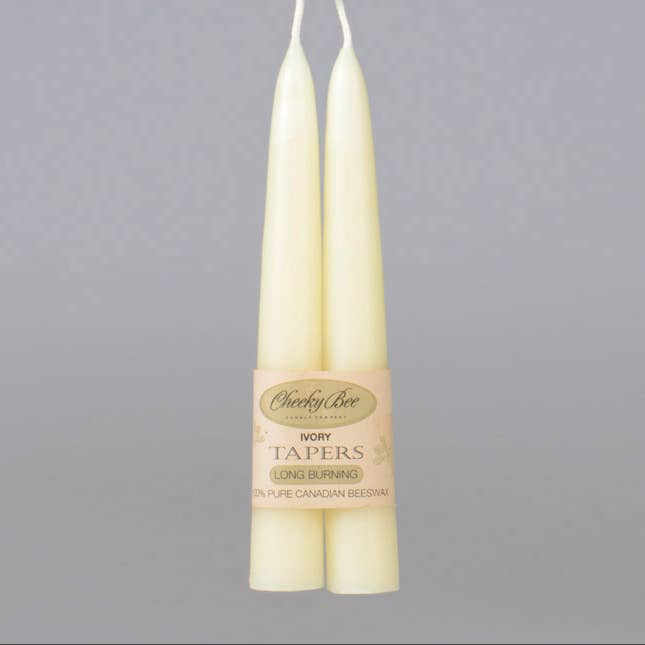 06-inch Tapers – Ivory Beeswax hand dipped Tapers for wholesale by Cheeky Bee Candle Company Inc.