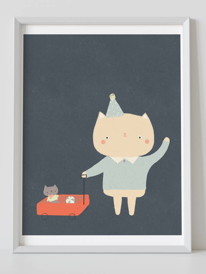 Kitty's Wagon Illustreret Kunsttryk for engroshandel hos Chet and Dot