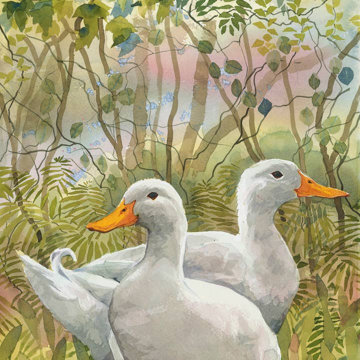 Impresión de edición limitada de los Aylesbury Ducks para venta al por mayor de Mary Ann Rogers Gallery