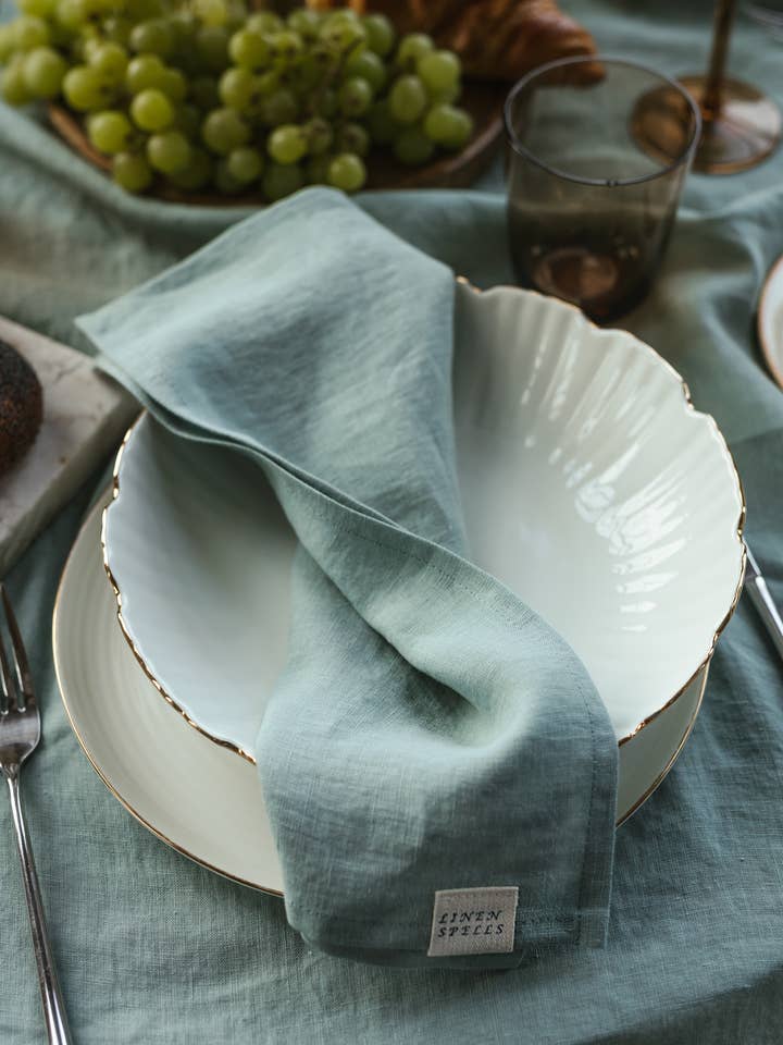 Ocean Mint Leinen-Servietten, Set mit 2 Stück für den Großhandel von Linen Spells
